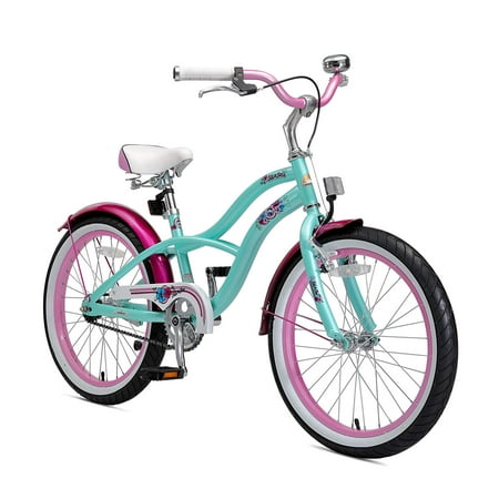 BIKESTAR Original Premium Safety Sport Kids Bike Bicycle with sidestand and Accessories for Age 6 Year Old Children | 20 Inch Cruiser Edition for Girls | Pepper Mint &