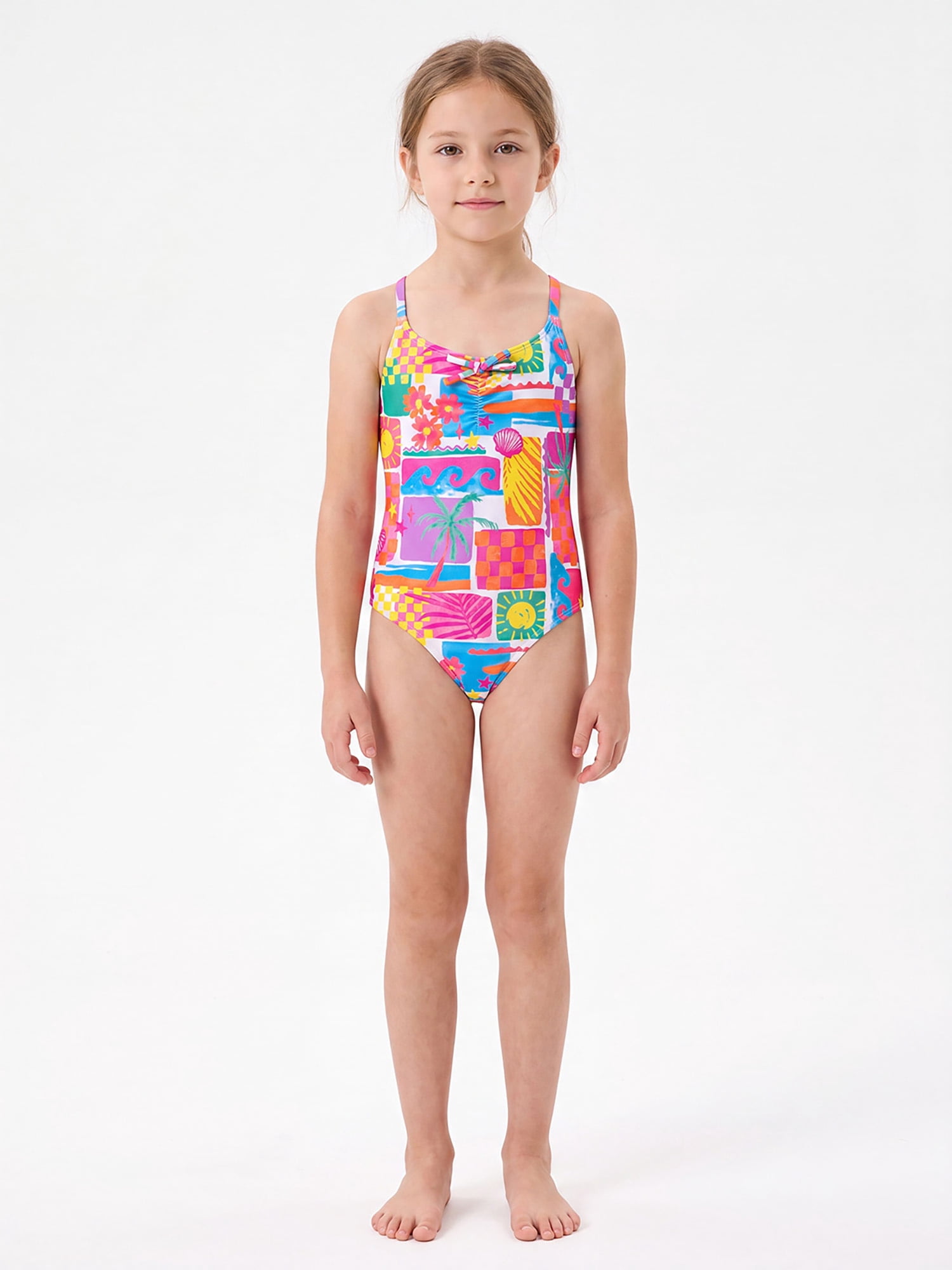 Ocean Gear Girls One Piece Print Swim Suit, Sizes 4-18