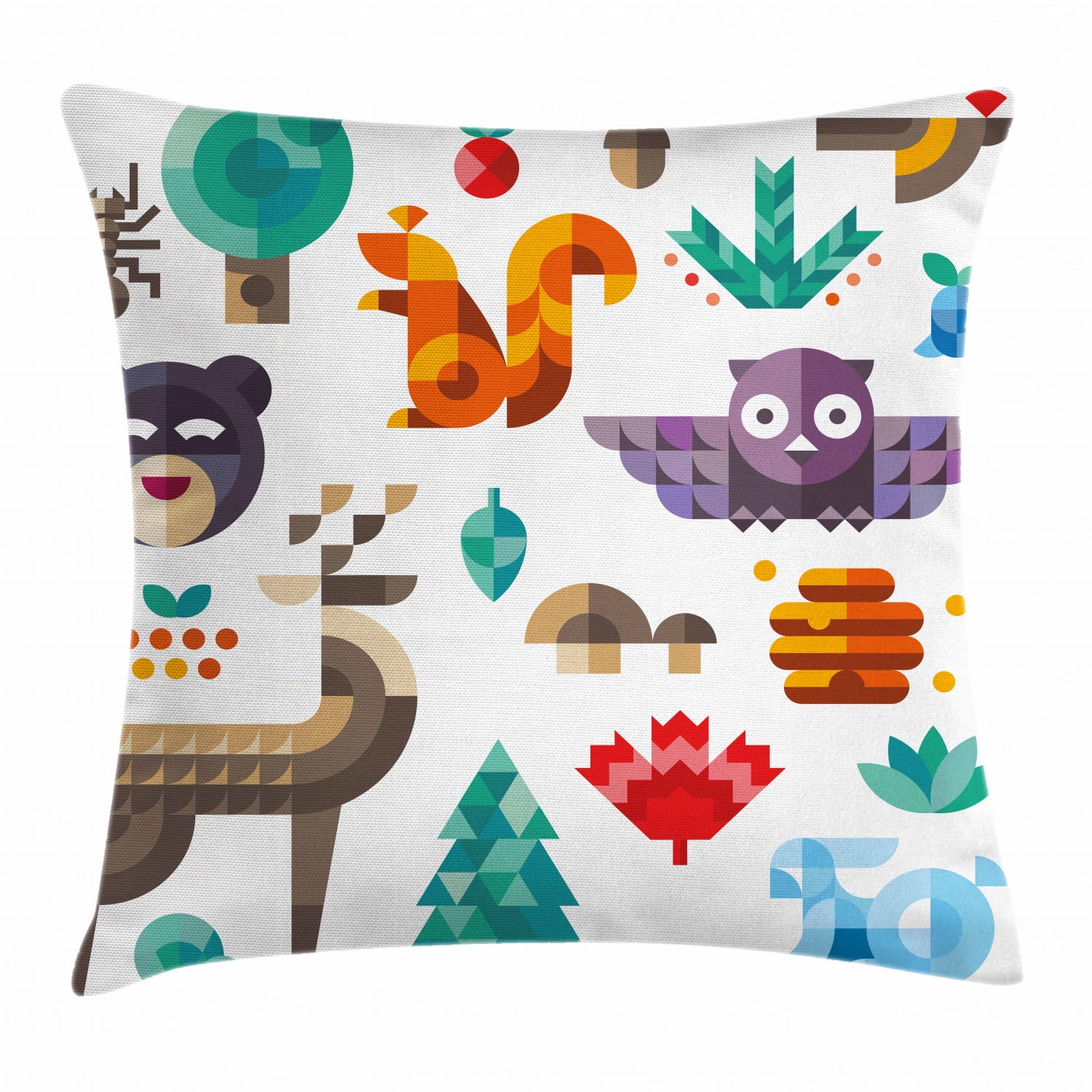 Kids Throw Pillow Cushion Cover, Cute Cheerful Poly Art Style Animals Owl Bear Bunny Apple Dear Nursery Baby Design, Decorative Square Accent Pillow Case, 24 X 24 Inches, Multicolor, by Ambesonne Kids Throw Pillow Cushion Cover, Cute Cheerful Poly Art Style Animals Owl Bear Bunny Apple Dear Nursery Baby Design, Decorative Square Accent Pillow Case, 24 X 24 Inches, Multicolor, by Ambesonne