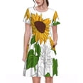 thumbnail image 1 of Balery Plump Sunflower And Sketch Vestidos sueltos de manga corta para mujer, vestidos de verano 2025, vestidos casuales de corte A con vuelo., 1 of 6