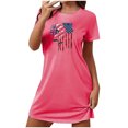 thumbnail image 1 of Mrat Pyjama pour Femmes Robe de Nuit Courte Surdimensionnée Mode Imprimé 4 Juillet Manches Courtes P-108 Rose Vif m, 1 of 7