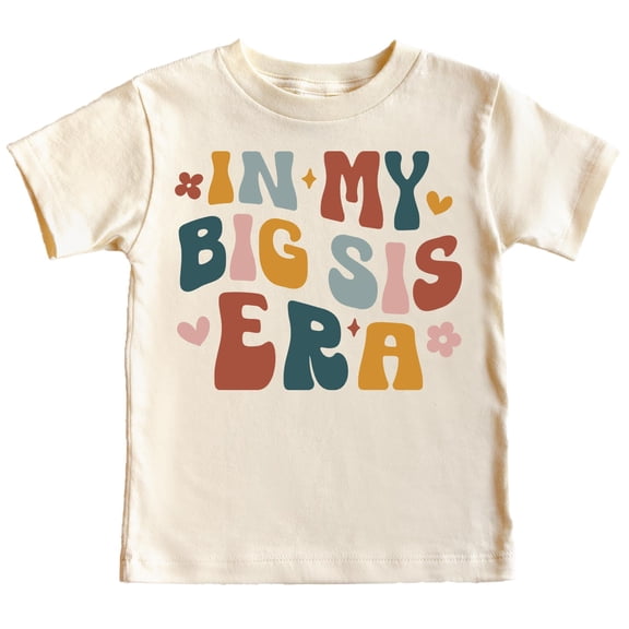 In My Big Sister Era Shirt for New Baby Announcement Pregnancy Reveal Outfit for Girls Natural Shirt Youth Small