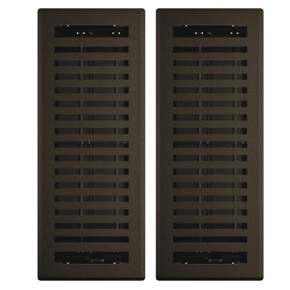 4in x 12in Montezuma Style Bronze Age Metal Heating and Cooling Air Floor Register (2 PACK) - Overall 5 1/4" x 13 1/4"
