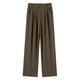 thumbnail image 4 of Pantalones anchos de color liso, cintura alta y corte drapeado, pantalones de traje informal, 4 of 4