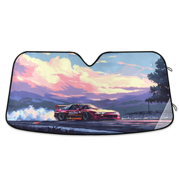 Racecar Drifting Car Windshield Sun Shade Foldable Car Front Window Visor Heat and UV Protection 53x23.5