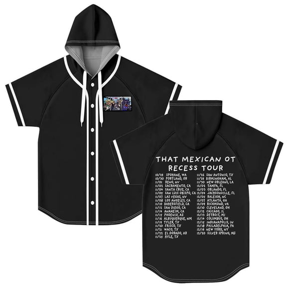 That Mexican OT Recess Tour 2025 Merch Hooded Baseball Jersey Short Sleeve Shirt Women Men Crewneck Tee