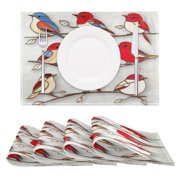 Stained Glass Birds Reversible Placemat Non Slip Coffee Mat 18x12 Inch for Dining, Kitchen, Coffee