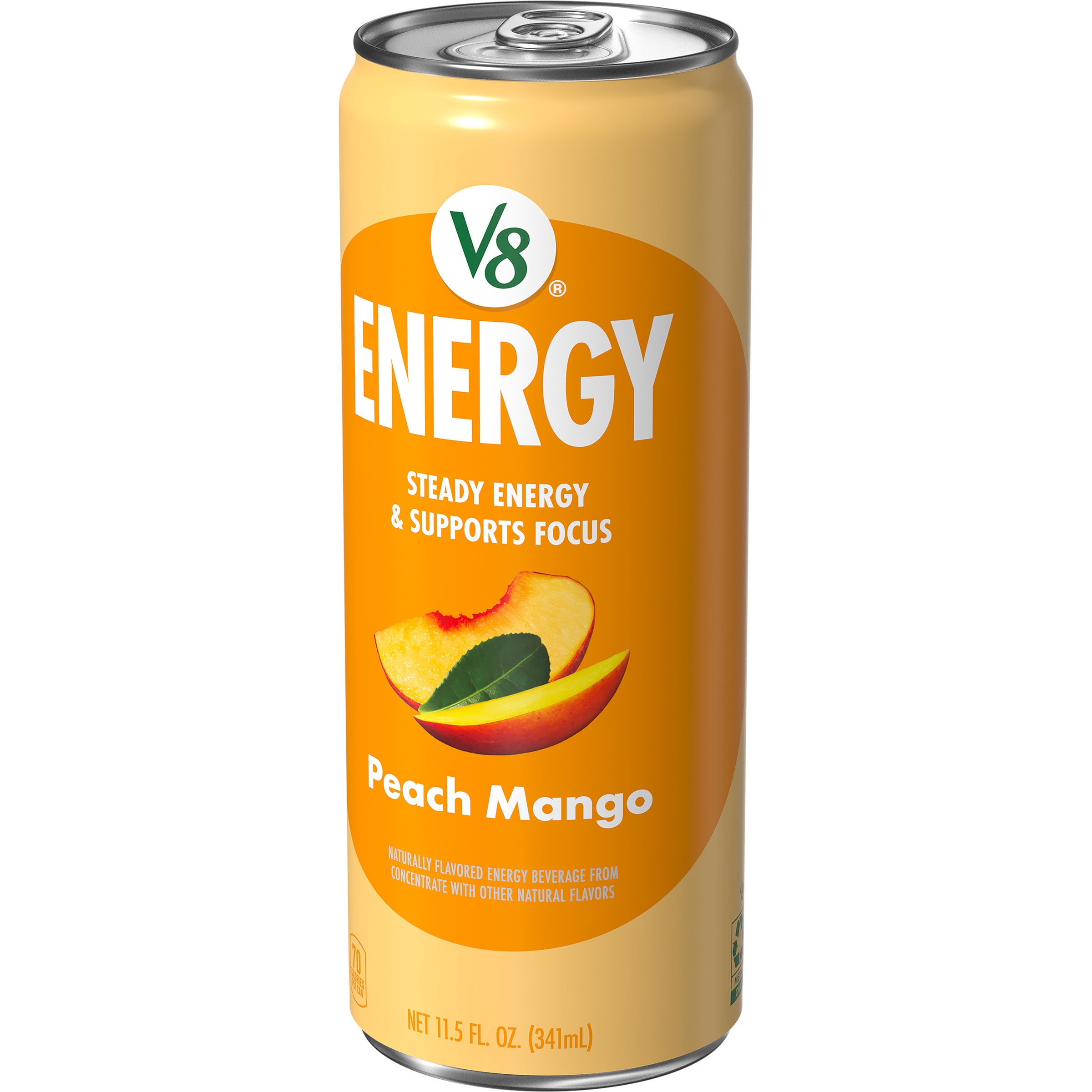 (3 pack) V8 Energy Still Peach Mango Energy Drink, 11.5 fl oz Can