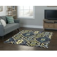 thumbnail image 2 of Linon Le Soleil Damask Hand Hooked Polypropylene 5'x7' Rug in Blue, 2 of 4