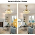 thumbnail image 3 of HOOMEDELIER 42" Chandelier Ceiling Fan with Remote, Crystal Beads Framed Fan with 4 Retractable Blades Smart Indoor Fandelier Fan, 3 of 12