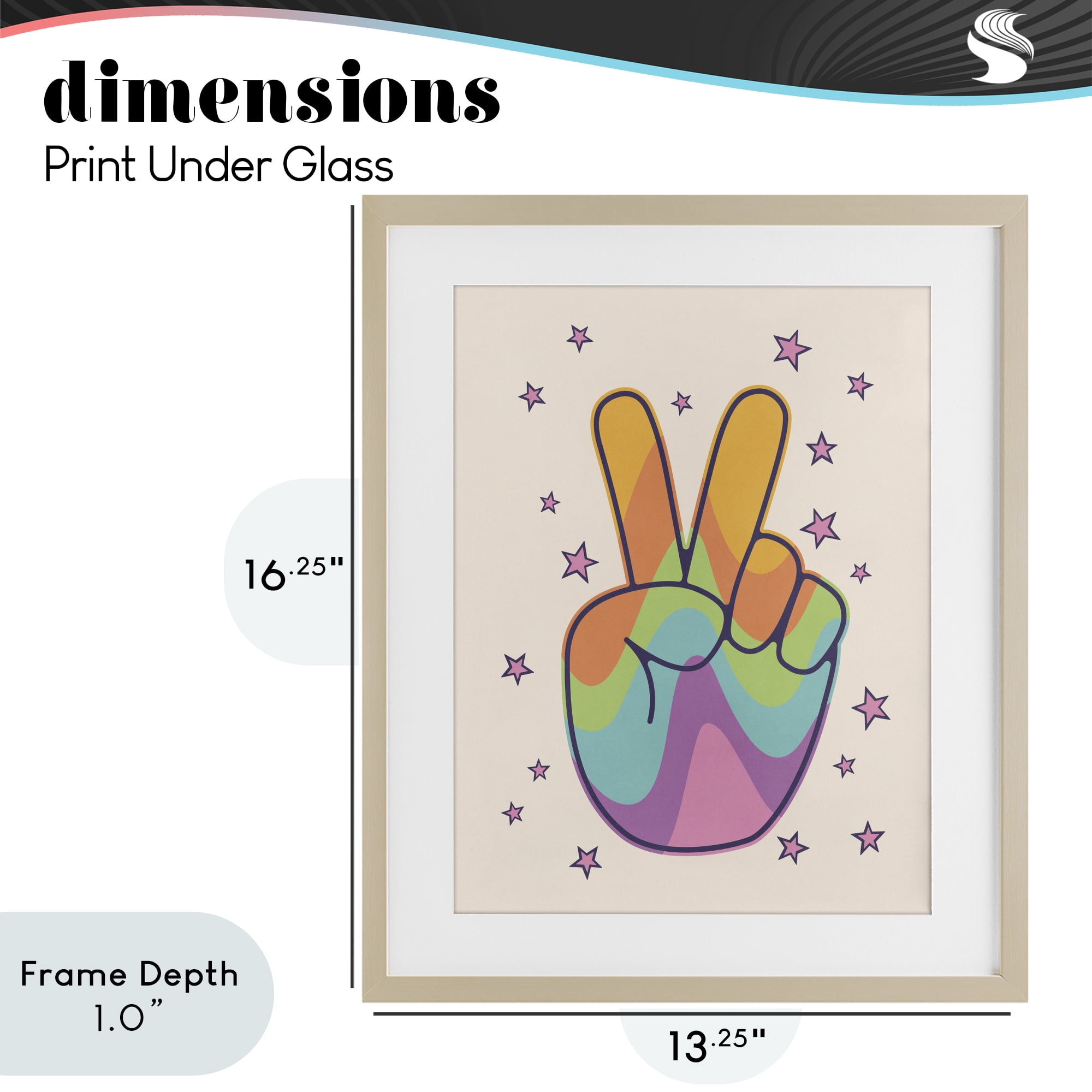 Stupell Industries Peace Sign Retro Rainbow Birch Framed Print Under Glass, design by LSR Design Studio