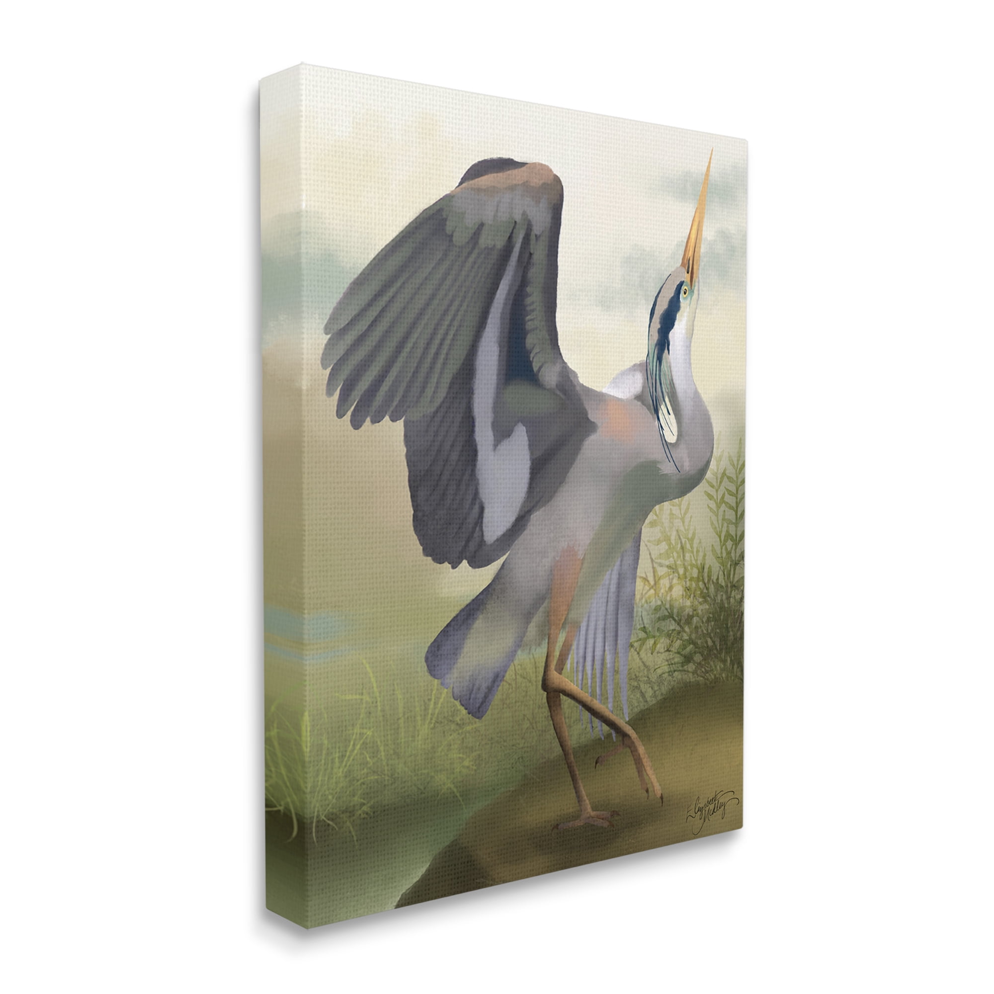 Stupell Industries Crane Dance Landscape Animals & Insects Painting Gallery Wrapped Canvas Art Print Wall Art, 16 x 20