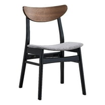 ACME Rebi Wood and Fabric Upholstered Side Chair in Gray and Black (Set of 2)