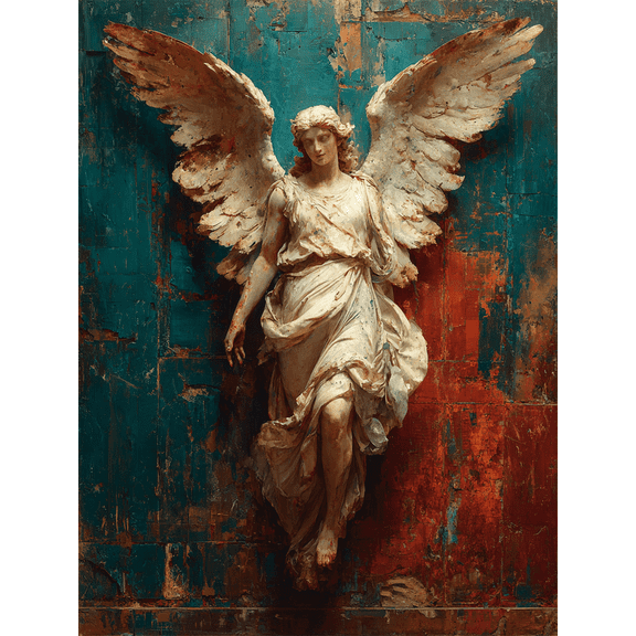 Angel Portrait Printed Canvas Print, Religious Spiritual Home Bedroom Living Room Home Wall Decor Art