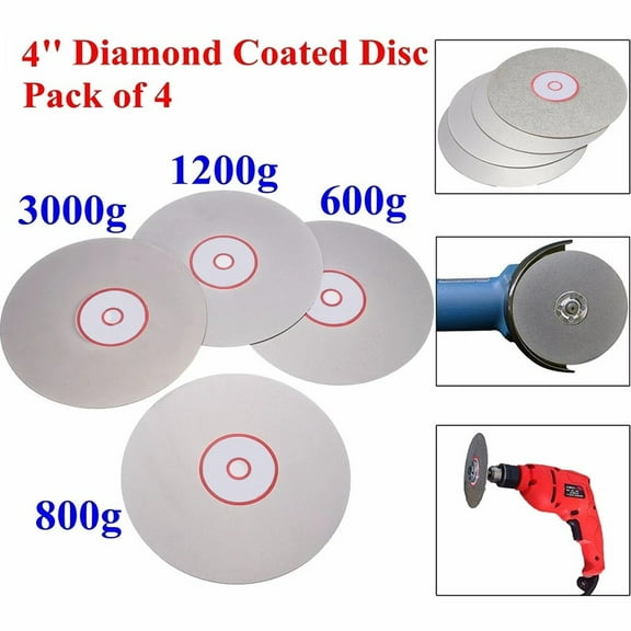 4pcs 4" 100mm Diamond Coated Flat Lap Wheels Lapidary Grinding Polishing Discs