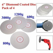 Cogfs 4 Pcs 4" 100mm Diamond Coated Flat Lap Wheels Lapidary Grinding Polishing Discs