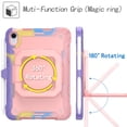 thumbnail image 2 of Rugged Kids Case for iPad mini 6th Gen 8.3" 2021, Heavy Duty Shockproof 360°Swivel Ring Stand Handle Case Cover for iPad mini 6th Gen 8.3" 2021, Pink+Purple, 2 of 8