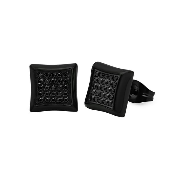 Men's Black CZ with Black IP Stainless Steel Earrings - Walmart.com