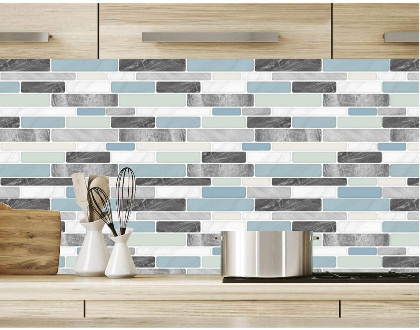 Long King Peel and Stick Backsplash Tile Blue Marble Tile  12 in. x 12 in. (10-Pack)