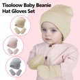thumbnail image 3 of Tisoloow Baby Beanie Hat Mittens Set Toddler Beanie for Little Boys Girls Children Kids Winter Warm Knit Hat with glvoes Navy 3-24 Months, 3 of 9