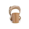 thumbnail image 2 of BLISSFUL STEP Slingback Sandals Contrast Color Chunky Heel Big Circle Buckle Sandals Nude 6, 2 of 8