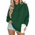 thumbnail image 2 of Oversized Hoodie Women Plain Fleece Hooded Sweatshirt with Pockets Casual Long Sleeve Pullover Sweat Shirts Y2k Tops Green 2XL, 2 of 6