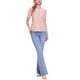 thumbnail image 2 of Blusa de manga corta con cuello Peter Pan en contraste para mujeres Inspire Chic, top de cuadros, talla XL, color melocotón rosa, 2 of 6