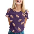 thumbnail image 1 of TSADFHJI Hauts de Noël Élégants pour Femmes Fête T-Shirt Décontracté Imprimé Manches Courtes Col Rond Blouse m Violet, 1 of 5