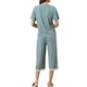 thumbnail image 3 of Conjunto de pijama para mujer INSPIRE CHIC, camisetas de manga corta con encaje y pantalones capri de modal, ropa de dormir para primavera y verano, talla M azul, 3 of 6