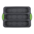 thumbnail image 2 of 3-Slot French Bread Pan - Non Stick Silicone Baguette Mold for Hoagie, Sub Roll & Hot Dog Buns - Oven Safe Baking Tray with Vent Holes (Beige) Clearance, 2 of 8
