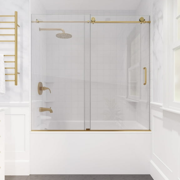 Swcorp SD-AZ17-01BG 60 x 62 in. Don Series Frameless Sliding Tub Door in Brushed Gold