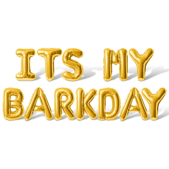 Letter Balloons - ITS MY BARKDAY 16" Inch Alphabet Letters Foil Mylar Balloon Dog Birthday Party Banner (Gold)