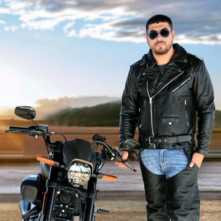 Touch&Torn Men's Motorcycle Leather Jacket Genuine Cow Hide Touch&Torn Men's Motorcycle Leather Jacket Genuine Cow Hide