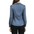 thumbnail image 3 of INSPIRE CHIC Chemise pour Femme Col Plat Manches Longues Boutonnée Chemise de Bureau en Satin TP Gris Bleu, 3 of 6