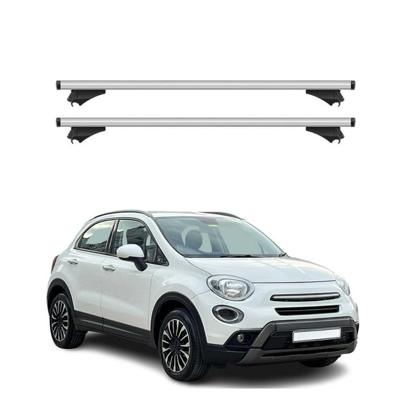 OMAC Roof Rack Cross Bars for Fiat 500 X 2015 to 2023, 165 Pounds, Silver, Aerodynamic 2 Pieces