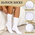thumbnail image 2 of Women's Slouch Socks Long Boot Scrunch Sock Soft Cotton Knit Cozy Socks 3 Pairs, 2 of 5