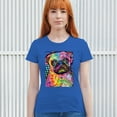 thumbnail image 3 of Tee Hunt Cute Pug Puppy T-Shirt Dean Russo Colorful Neon Mosaic Dog Women's T-Shirt Tee, Blue, Large, 3 of 5