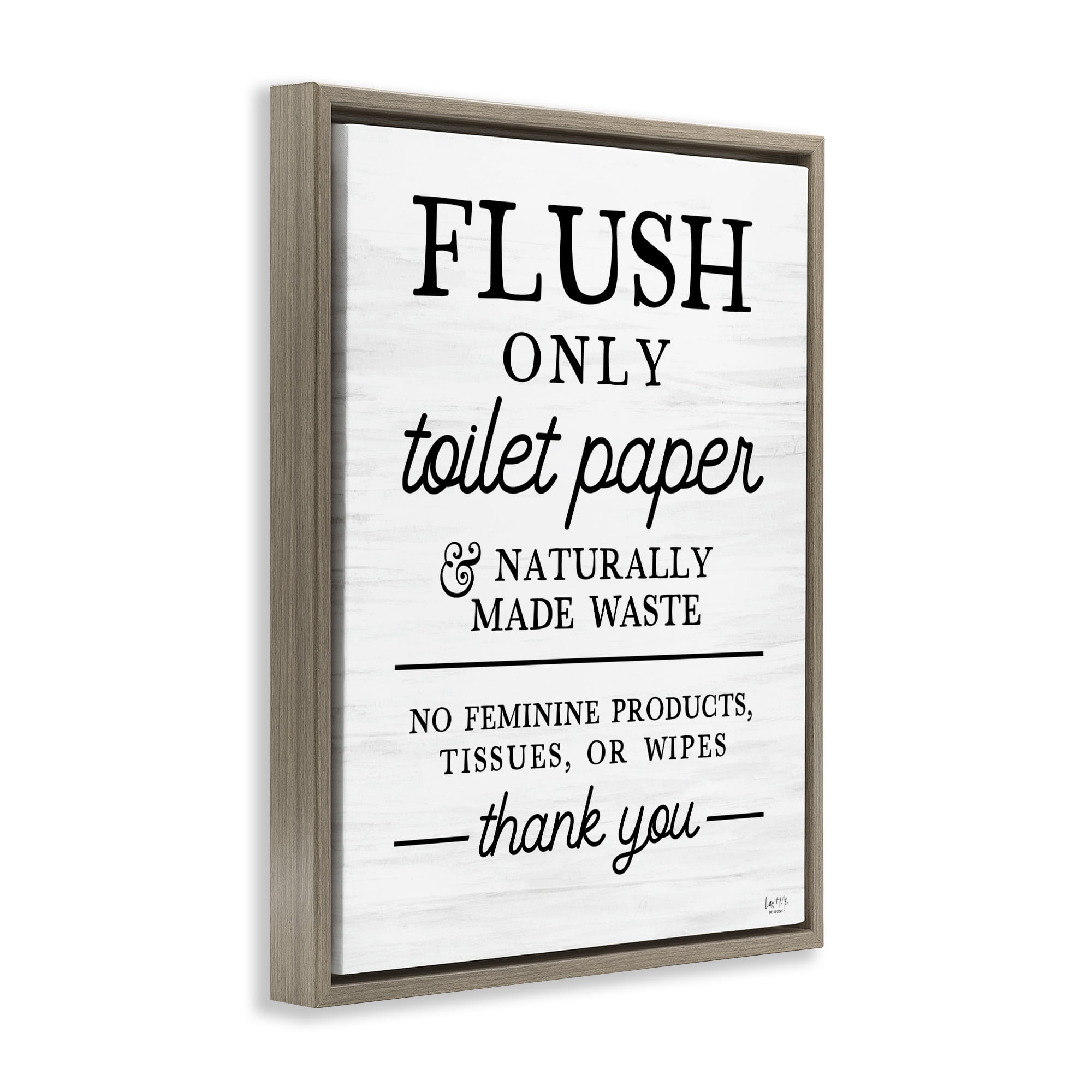 Stupell Industries Flush Only Toilet Paper Rules Brown Framed Floater Canvas Wall Art, design by Lux + Me Designs