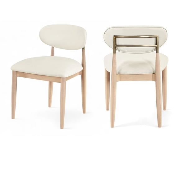 Meridian Furniture Riccio Cream Vegan Leather Upholstered Dining Side Chair, Set of 2