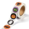 thumbnail image 2 of 5 Roll Self Adhesive Paper Stickers Colorful Roll Sticker Labels Gift Tag Stickers for Envelopes Mailers and Bags Flat Round Halloween Themed Pattern 2.5cm 500pcs/roll, 2 of 3