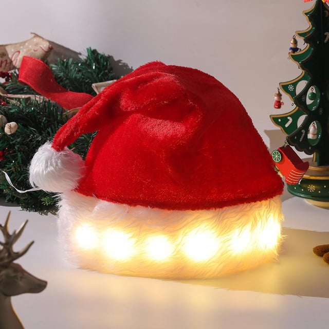 Gorro de Papá Noel iluminado TANGJMXG divertido para niños y adultos