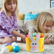 SDJMa 2Pcs Easter Baskets for Toddlers, Felt Easter Bunny Baskets with Handle, Easter Egg Hunt Basket Tote Bags Buckets for Kids Boys Girls Birthday Party Supplies Favors Gifts