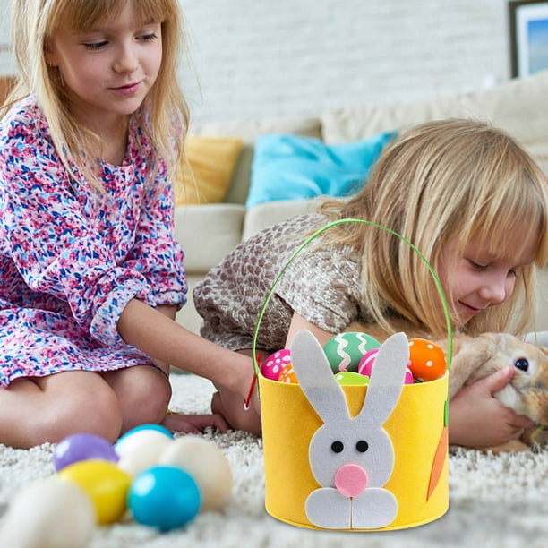 Bonita Cesta de Tela para Pascua con Forma de Cubo para Huevos de Caramelo, Decoración para Fiestas Infantiles.