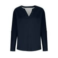 thumbnail image 6 of XuJwPNcy Long Sleeve Tops for Women V Neck Tunic Business Casual Dressy Blouse Rolled Sleeve Solid Color T Shirts（Navy,Medium), 6 of 7