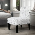 thumbnail image 2 of Modern Fabric Armless Accent Chair Decorative Slipper Chair Vanity Chair for Bedroom Desk, Corner Side Chair Living Room Furniture English Letter Print White, 2 of 7
