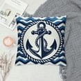 thumbnail image 2 of JRXY  Throw Pillow Cover Nautical Anchor on Blue and White Waves,Cushion Covers Pillowcase for Sofa Couch Bed Chair White, 2 of 5