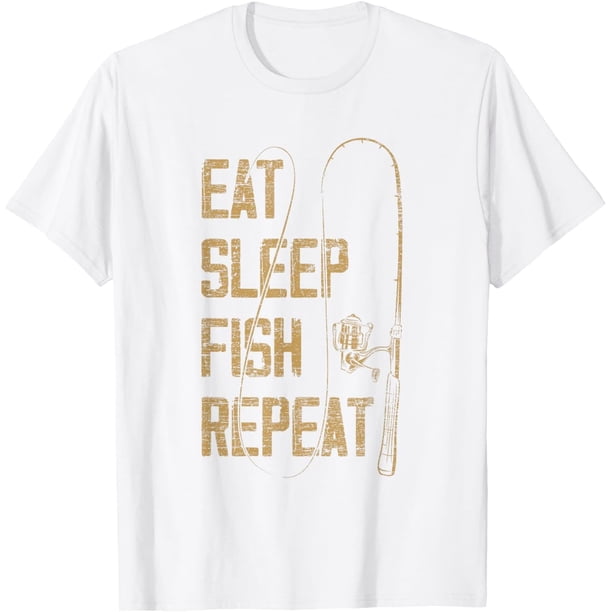 Camiseta de pesca para comer dormir y repetir para amantes de la pesca, idea de regalo