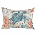 thumbnail image 2 of Sea Turtle Coastal Throw Pillow Cover, Pillowcase Protectors with Zipper, Breathable Decorative Lumbar Pillow Case Cover, Vintage Beach Coral Starfish Nautical Pillow Shams for Couch Sofa 16x24Inch, 2 of 8