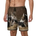 thumbnail image 2 of Haiem Cat Family Mens Swim Trunks with Compression Liner 2 in 1 Swimming Shorts Stretch Swimwear Quick Dry,Board Shorts-Small, 2 of 9