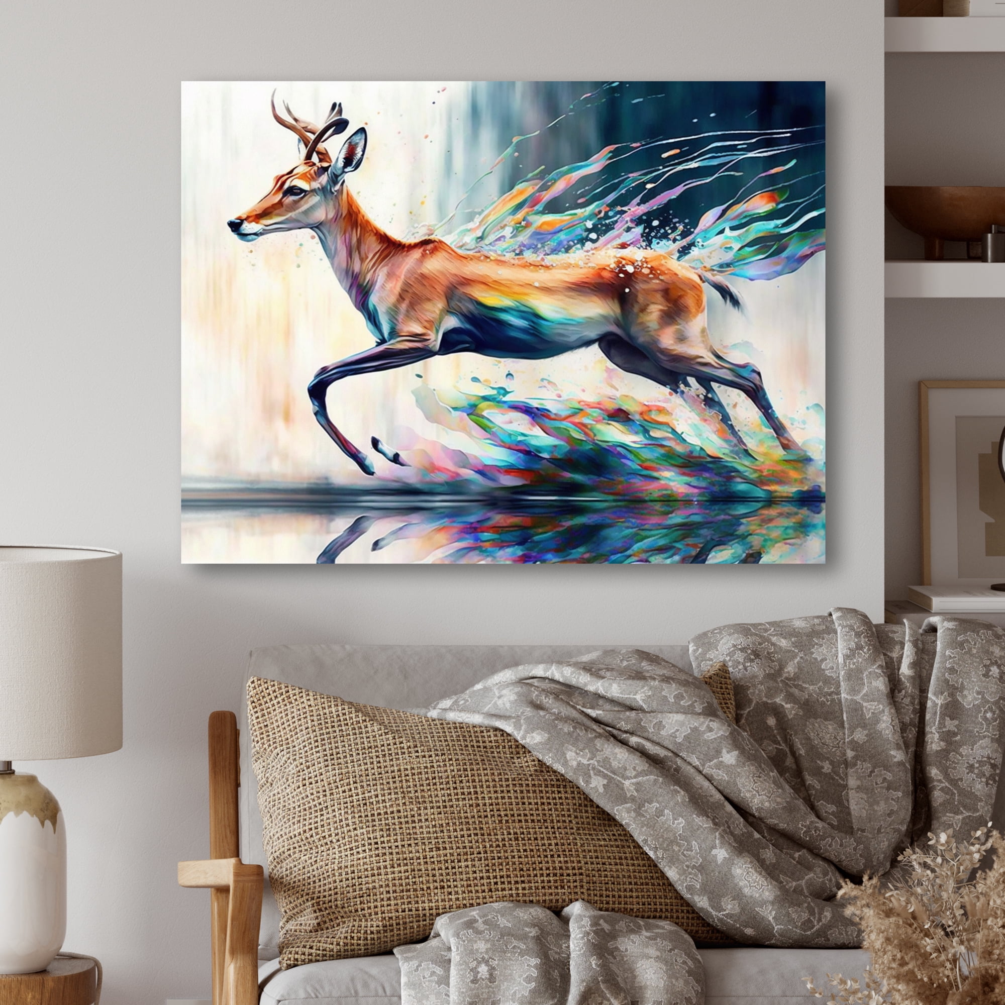 Designart Deer In The Wild Canvas Wall Art